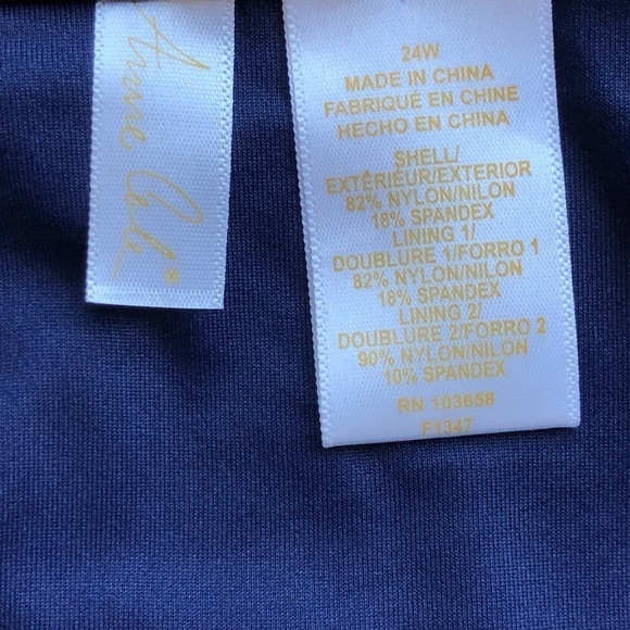 Anne Cole High Waist Side Shirred Tummy Control Swim Bottoms Navy Blue 24W - Picture 8 of 12